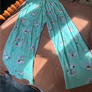 Peanuts Kids Pajama Bottoms - Aqua with Cartoon Characters